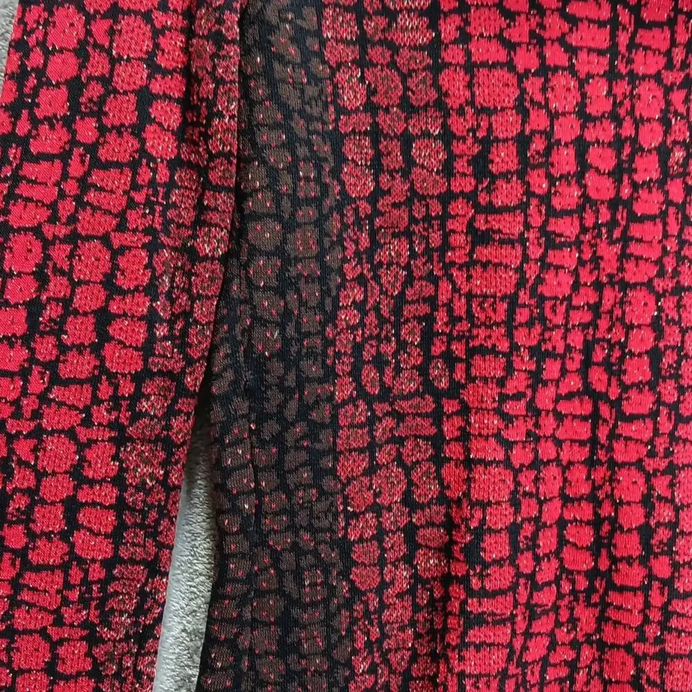Carmen Marc Valvo Sweater w/ Faux Fur Collar Red‎ & Black Women's Size Small